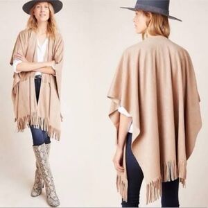 NWT Anthropologie Faux Suede Suede Fringe Poncho x Andersen and Lauth One Size